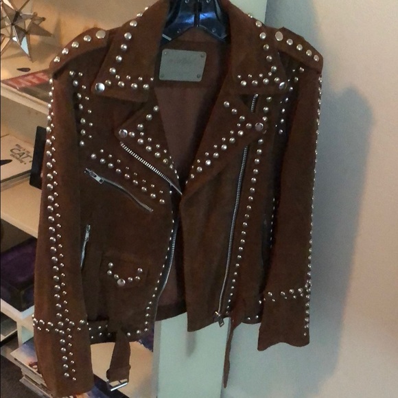 Understated Leather Jackets & Blazers - Understated Leather - Brown Suede & Studded Jacket